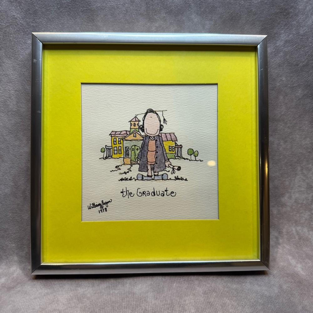 William Logan 1978 “the Graduate” Signed Vintage Framed Matted Lithograph